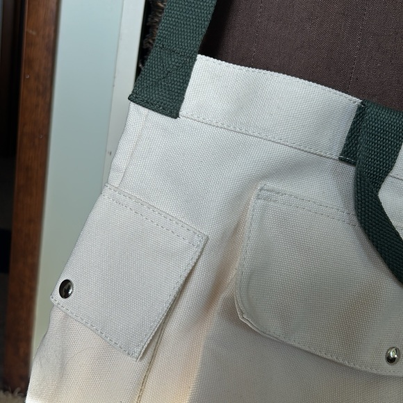 Basic canvas tote bag olive green cream - Picture 2 of 3